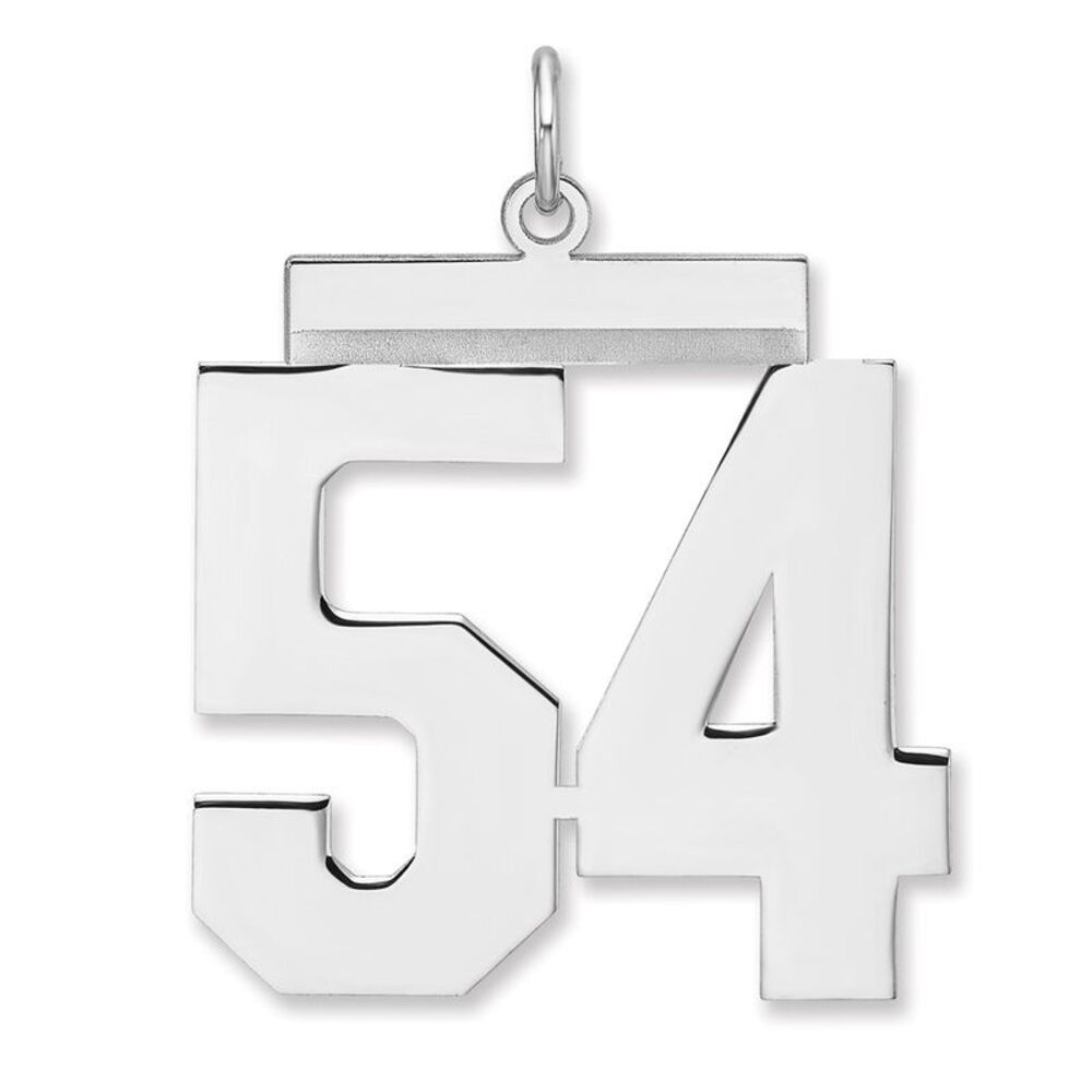 Sterling Silver, Athletic Collection, XL Polished Number 54 Pendant